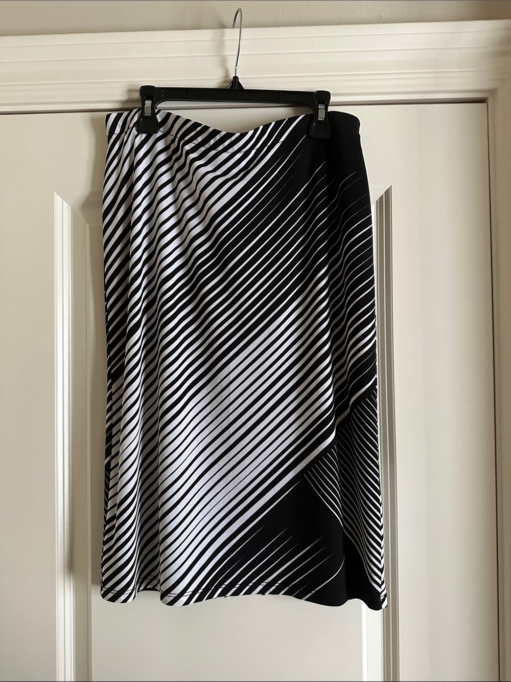 Rafaella Black & White Diagonal Stripe A-Line Skirt